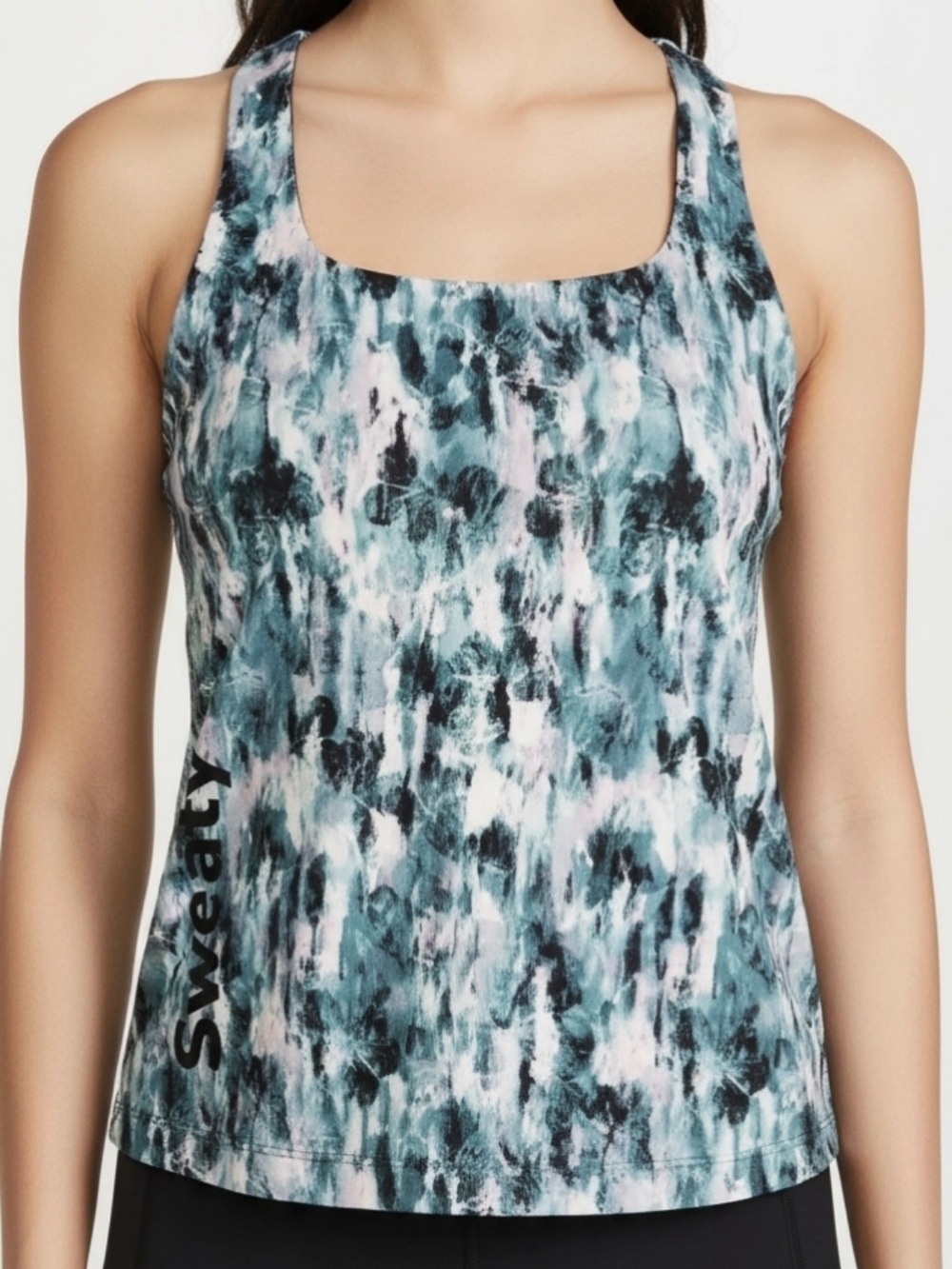 Sweaty Betty Razor Back Green Black & Pink Pull Over Work Out Top Sz XXS.